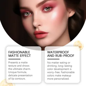 Primo piano del lip glaze rosso opaco che mostra l'effetto impermeabile e duraturo