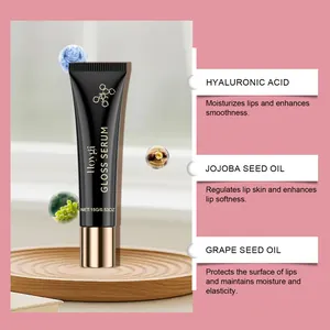 Detailansicht der HOYGI Gloss Serum Vorteile mit Hyaluronsäure und Jojobasamenöl.
