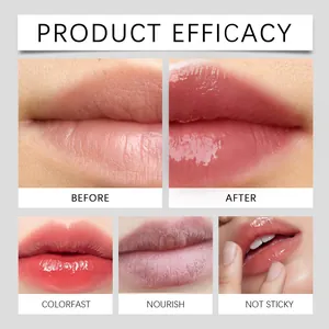Detailansicht der Pflege- und Farbwirkung des temperaturwechselnden Lippenstifts.