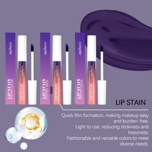 Detailansicht von Zephoco matten Lip Stains in den Farben Nude, Rot und Pink.
