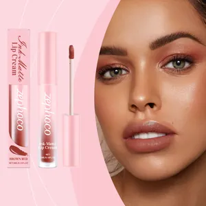 ZEPHOCO Matte Lip Cream Brown Red Moisturizing Silk Smooth Liquid Lipstick For Women Daily Dating Makeup Lip Gloss