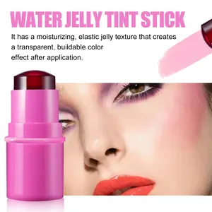 Detail of moisturizing pink jelly tint stick for cheeks and lips with buildable color