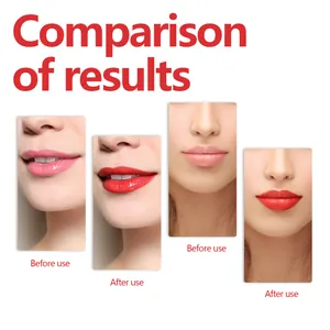 Vorher-Nachher-Vergleich der feuchtigkeitsspendenden Wirkung von farbwechselndem Lippenöl.