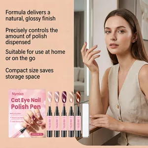 Professional Nymixa cat eye nail polish pen set with glossy metallic shades.