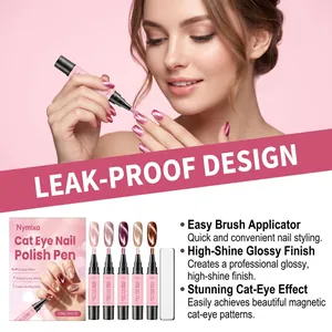 Nymixa cat eye nail polish pen set with applicator detail and professional model demo