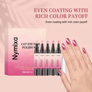 Nymixa cat eye nail polish pen set showing smooth coating and rich color payoff