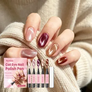 Nymixa Cat Eye Gel Polish Pen Set With Magnetic Tool For DIY Nail Art Design Shiny Finish Long Lasting Beauty Accessories