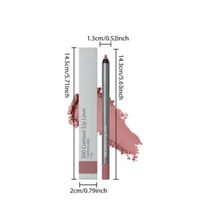 Abmessungen des matten Crimson Red Lippenliners mit Produktbox und Farbauftrag