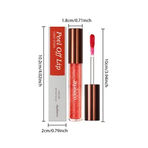 Dimensions of Zephoco peel-off lip liner stain with box and applicator wand.