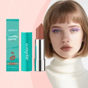 Brillo de Labios Hidratante Zephoco Lápiz Labial Marrón Claro Suave y Brillante Maquillaje de Labios Hidratante de Larga Duración para Mujer