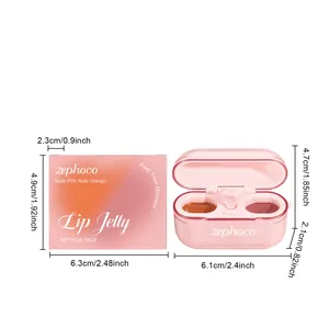Detailed size specifications for Zephoco dual-color lip jelly and cheek blush set