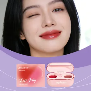Glossy dual-color lip jelly by Zephoco shown on Asian model for natural lip makeup