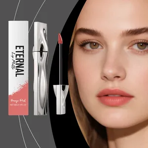 Matte Lip Gloss Orange Pink Long Lasting Waterproof Smooth Application Hydrating Silver Tube Lip Matte For Women Makeup