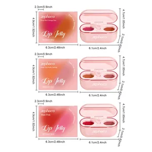 Detailed size specifications for zephoco dual-color lip jelly sets in multiple shades