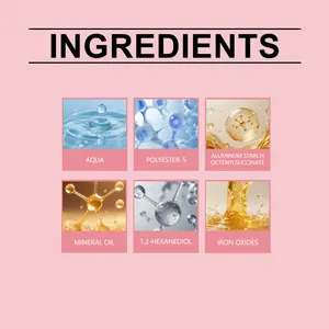 Detailansicht der Inhaltsstoffe für matten Lippenstift inklusive Mineralöl und Aqua.