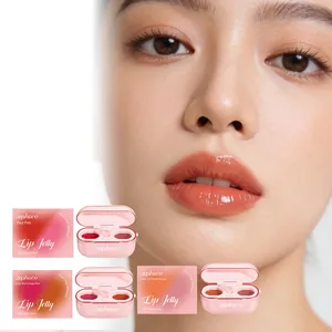 Zephoco dual-color lip jelly lipstick set with glossy glass texture for daily makeup