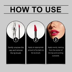 Step-by-step application guide for vibrant red matte long-lasting lip glaze