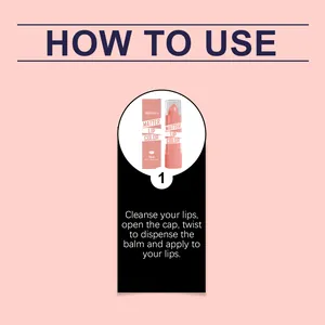 Guía de aplicación del bálsamo labial rosa mate zephoco para limpiar e hidratar los labios