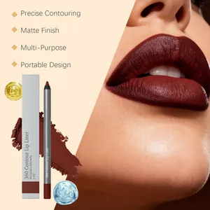 Nahaufnahme eines rotbraunen matten Lippenkonturenstifts mit präziser Konturierung