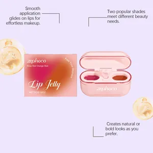 Detailed view of Zephoco dual-color lip jelly packaging and vibrant product texture.