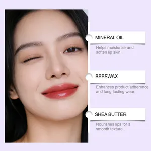 Close-up of glossy lip effect and natural ingredients of moisturizing lip gloss