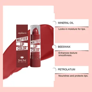 Detalle del labial Zephoco Brick Red con aceite mineral y cera de abejas