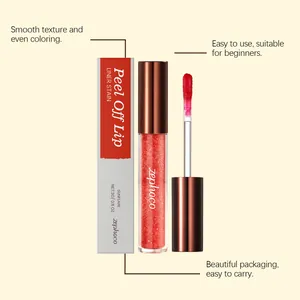 Detail showing zephoco peel off lip stain applicator and packaging with smooth texture