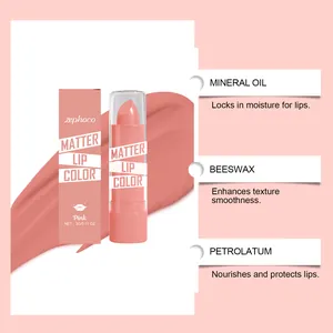 Labial rosa hidratante Zephoco con aceite mineral y cera de abejas detalle