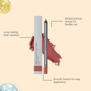 Detail zeigt glatten kirschroten matten Lippenkonturenstift mit Verpackung