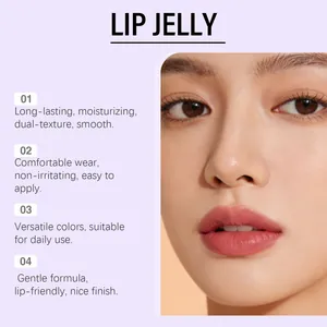 Close-up detail of dual-texture lip jelly showing smooth and moisturizing finish