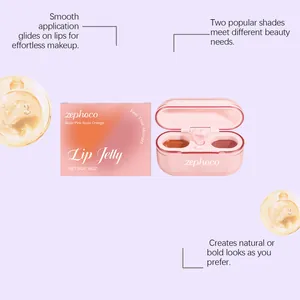 Close-up of Zephoco dual-color lip jelly with smooth application for natural look