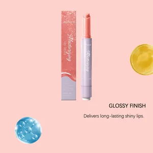 Detailansicht des feuchtigkeitsspendenden Lipgloss von Zephoco in Orange-Rosa.