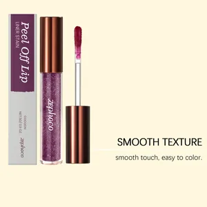 Close-up view of Zephoco purple glittery peel-off lip stain with smooth texture detail