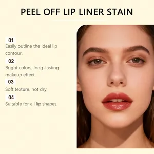 Close-up of model wearing peel-off lip liner stain with bright long-lasting color