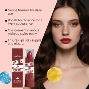 Lápiz labial mate rojo ladrillo Zephoco con fórmula hidratante y efecto de modelo