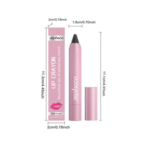 Pink purple matte velvet lip crayon dimensions and packaging details showing size
