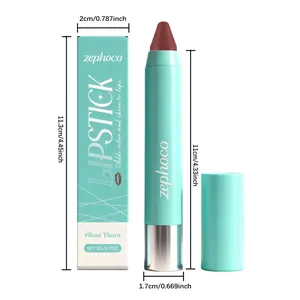Professional matte lipstick pen in Rose Thorn shade with dimensions and mint packaging