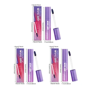 Detailed dimensions of zephoco peel-off lip gloss series in rose pink, red and pink