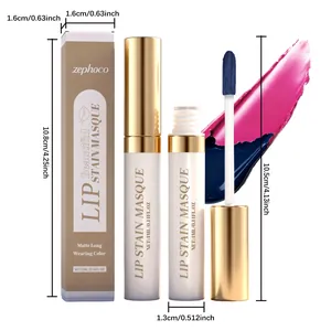 Dimensions and details of ZEPHOCO matte lip stain masque with applicator and box