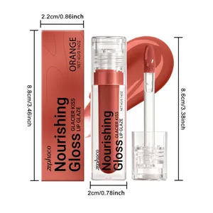 Detailed dimensions of zephoco orange nourishing lip glaze bottle and packaging box