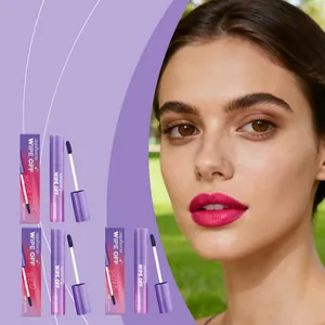 Close-up detail of zephoco peel-off lip gloss showing professional makeup results on model