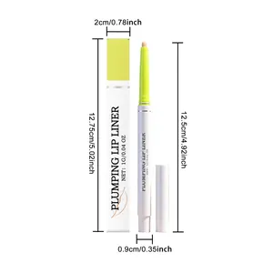 Detaillierte Maße des matten Lippenkonturenstifts und der Verpackung zur Größenbestimmung