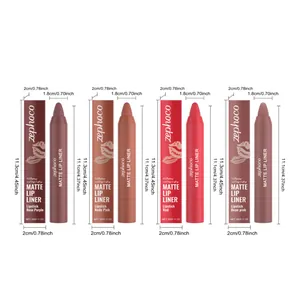 Detaillierte Produktabmessungen für das Zephoco Matte Lip Liner Set in vier Farben