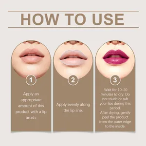 How-to guide for applying and peeling off long-lasting matte lip gloss effectively.