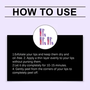 Instructional guide for Zephoco peel-off lip tint with clear usage steps and product display