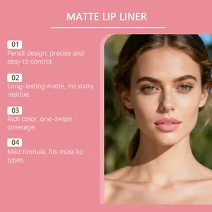 Details zum matten Lippenkonturenstift in Nude Pink mit langanhaltender Farbe.