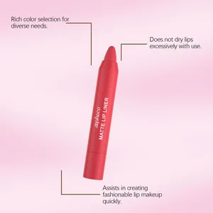 Nahaufnahme des matten roten Zephoco Lippenkonturenstifts mit Textur und Eigenschaften