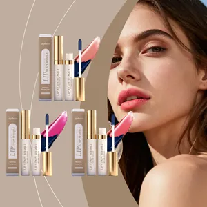 zephoco matte peel-off lip stain set featuring three shades and a model for daily wear