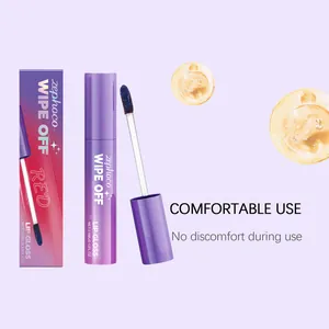 Zephoco red peel-off lip gloss with hydrating glossy texture in 3.5ml tube