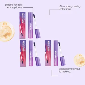 Detail view of Zephoco peel-off lip gloss series in rose pink, red, and pink shades.